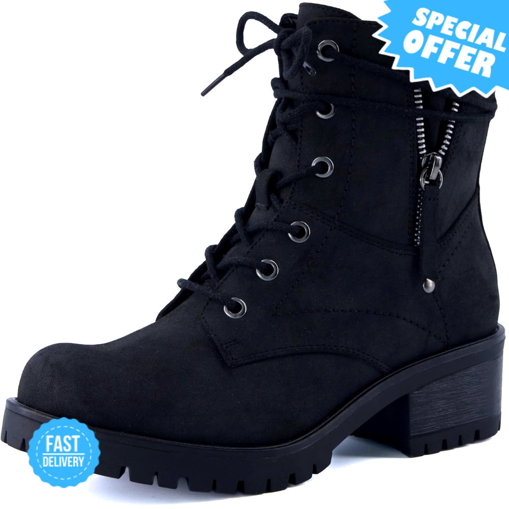BRAND NEW Dune Women's Kobe Heeled Combat Boots - Lace-Up & Faux Fur